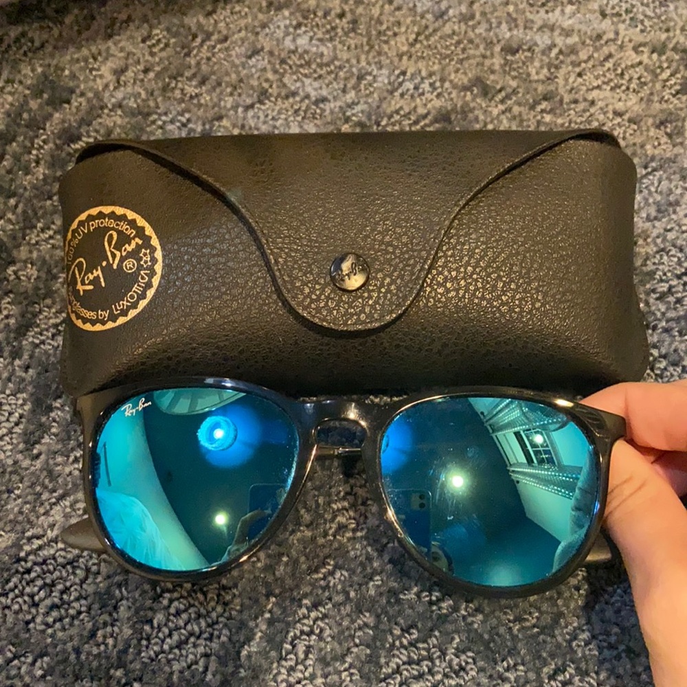 Ray Bans with blue reflective lens